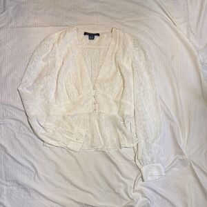French Connection Cream Blouse with Button Detail